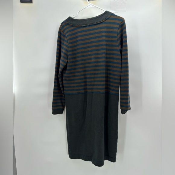 WRAP striped dress brown blue long sleeve size 8 - Picture 8 of 8